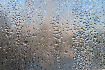 Drops on glass. Close-up background