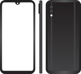 black smartphone on white background
