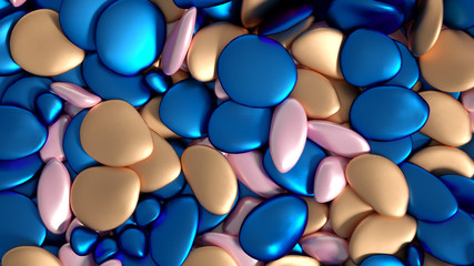 Beautiful background with beads, particles and simulation. 3d illustration, 3d rendering.