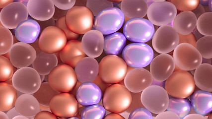 Beautiful background with beads, particles and simulation. 3d illustration, 3d rendering.