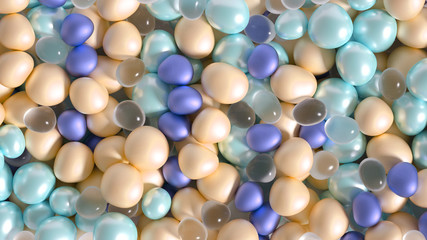 Beautiful background with beads, particles and simulation. 3d illustration, 3d rendering.