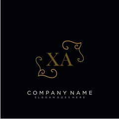 Initial letter XA logo luxury vector mark, gold color elegant classical