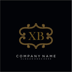 Initial letter XB logo luxury vector mark, gold color elegant classical
