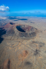 Volcano Fuerteventura Calderon Hondo and volcanic mountain. Drone Shot Canary Island, Spain