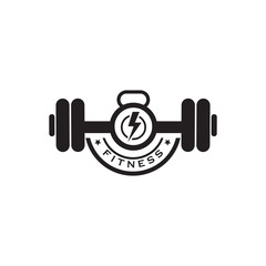 Fitness and gym logo design with using barbel icon vector template