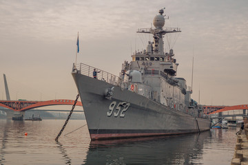 A retired warship on the Hangang river in Seoul, Korea