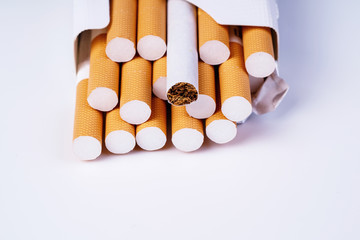 Open pack of cigarettes. Non smoking campaign concept