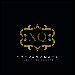 Initial letter XQ logo luxury vector mark, gold color elegant classical 