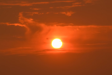 Fototapeta na wymiar Sunrise sunset in the sky with selective focus on the sun