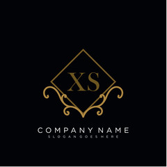 Initial letter XS logo luxury vector mark, gold color elegant classical 