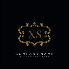 Initial letter XS logo luxury vector mark, gold color elegant classical 