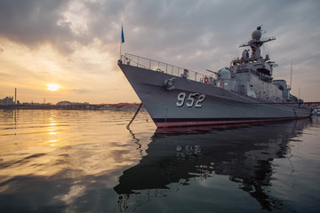 A retired warship on the Hangang river in Seoul, Korea