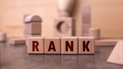 Word "Rank" written with wooden blocks