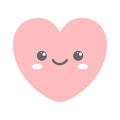 Kawaii heart. Cute face. Vector illustration.
