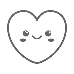 Kawaii heart. Cute face. Vector illustration.
