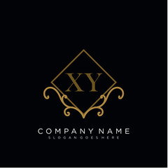 Initial letter XY logo luxury vector mark, gold color elegant classical 