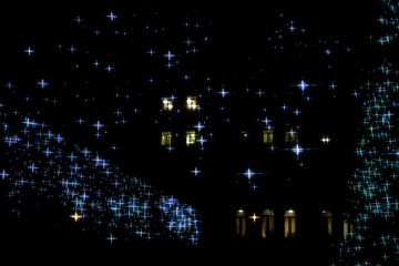 Isolated lights stars shape with wndows as a background.