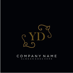 Fototapeta na wymiar Initial letter YD logo luxury vector mark, gold color elegant classical 