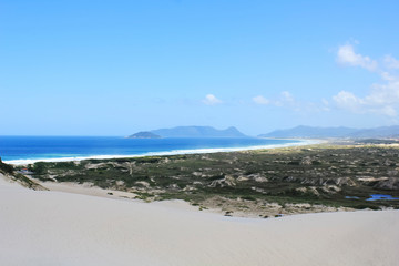Sand dunes in Joaquina Beach - Florianopolis, Santa Catarina, South Brazil