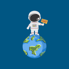 astronaut character in space exploration science vector