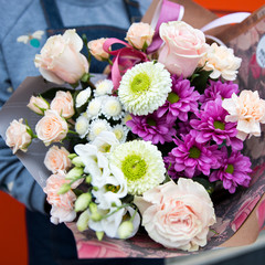 Beautiful bouquet of bright and colorful flowers