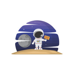 astronaut character in space exploration science vector