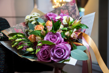 Beautiful bouquet of bright and colorful flowers