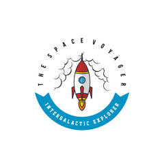space exploration shuttle ship badge label logo icon