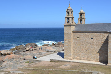 La Barca Catholic Sanctuary in Muxia Coast, Galicia, Northern Spain. This is one of the last stages in the Camino de Santiago along with the visit to the cape of the Finisterre.
