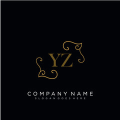 Initial letter YZ logo luxury vector mark, gold color elegant classical 