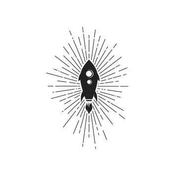 space rocket ship ray of light logo