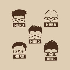 nerd geek guy cartoon character sign logo vector - 310669445