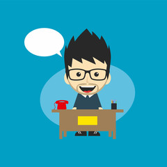 happy customer service receptionist cartoon character vector