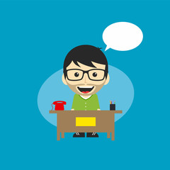 happy customer service receptionist cartoon character vector