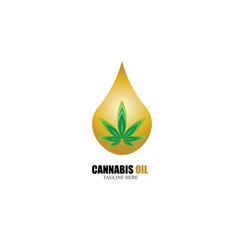 cannabis oil CBD cannabidiol hemp marijuana leaf logo vector