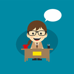 happy customer service receptionist cartoon character vector