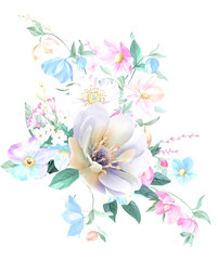  Computer drawn leaves and flowers