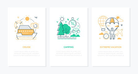 Traveling and vacation concept - line design style banners