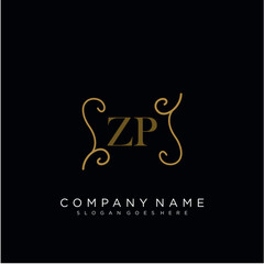 Initial letter ZP logo luxury vector mark, gold color elegant classical
