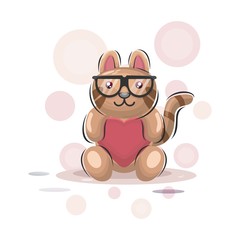 Fototapeta premium Cat mascot and pillow balloon cartoon design vector