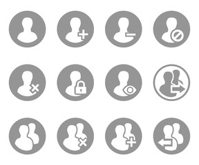 Users set flat simple solid color icon isolated on white background. Elements for interface software or application