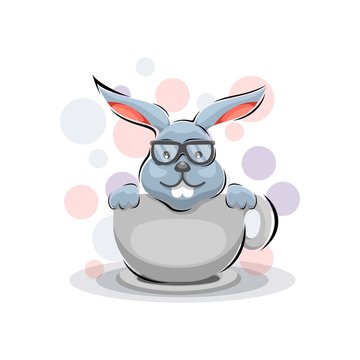 playful rabbit mascot cartoon design vector