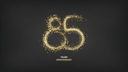 85 years anniversary black color background vector design with golden sparks decoration