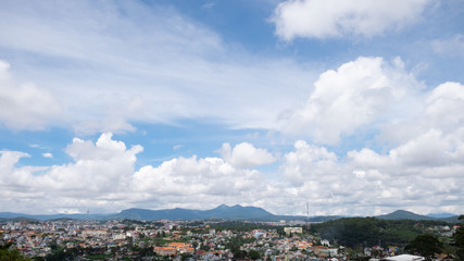 City and blue sky background image