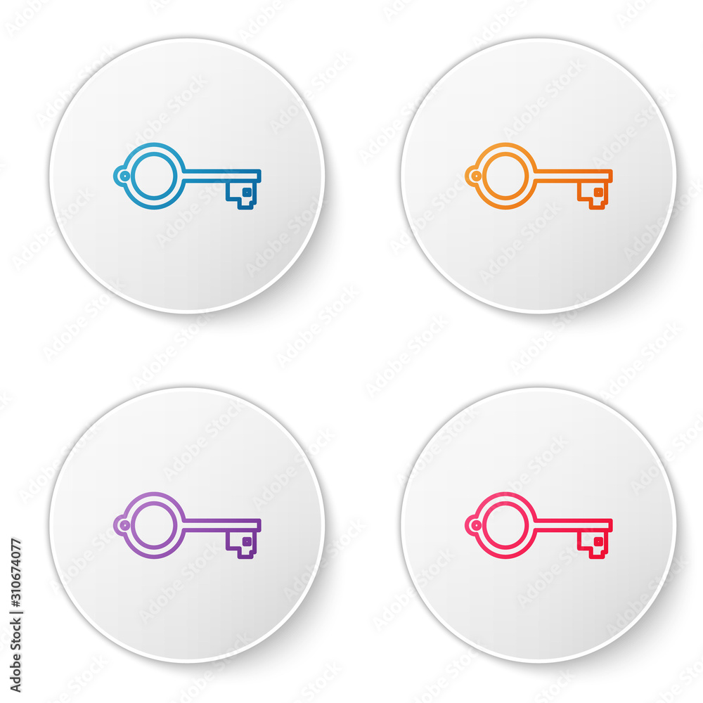 Aufkleber color line ancient key for game icon isolated on white background. set icons in circle buttons. vect