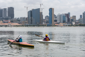 Kids in a Kayak competition Luanda