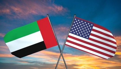 3D illustration of USA and United-Arab-Emirates flag