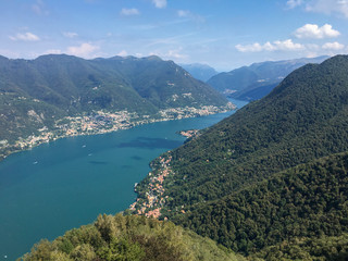 Fototapeta na wymiar View of Lake Como from Brunate Village in Lombardy in Italy