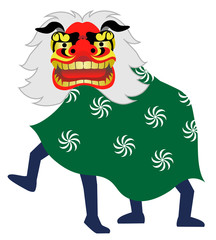 獅子舞い　白背景