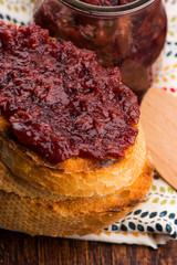 Bread with sweet cherry jam